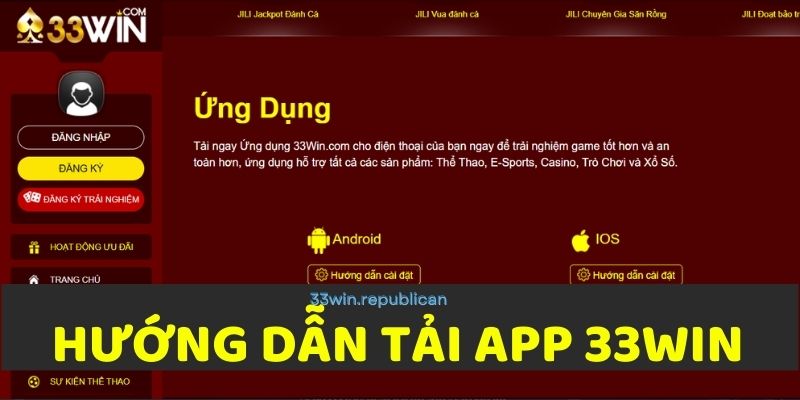 Hướng dẫn tải app 33win